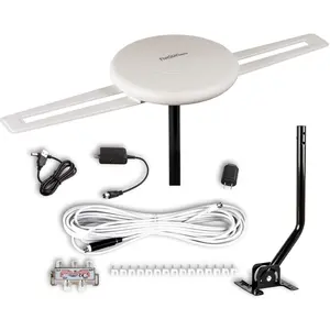 Five Star HDTV Antenna - 360° Omnidirectional Amplified Outdoor TV Antenna up to 150 Miles Indoor/Outdoor,RV,Attic 4K 1080P UHF VHF Supports 4TVs Installation Kit & Mounting Pole