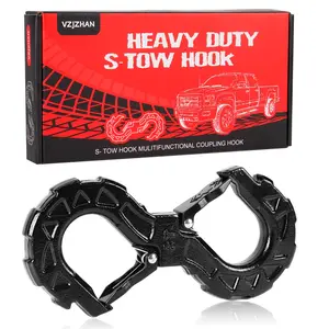 VZJZHAN 3/8" Tow Hook for Off-Road Recovery, 33000 Lbs Towing Shackle, G80 Heavy Duty Integrated Winch Quick Shackle, Black
