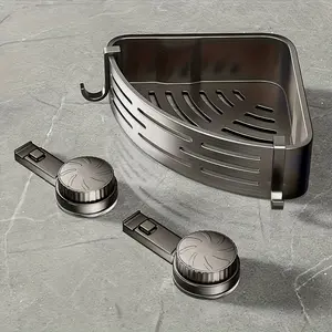 Space saving suction cup bathroom storage rack - no drilling required, sturdy triangular hook design, suitable for shower and toilet walls/tiles, multifunctional storage rack, 1/2 piece set, Shower Caddy Shelf