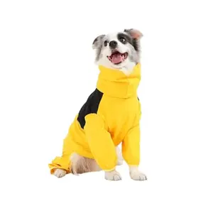 Waterproof Dog Raincoat for Medium Large Dogs, Windproof Four-Legged Pet Poncho for Walking, Reflective All-Weather Jacket(Yellow,3XL/Back length45cm)