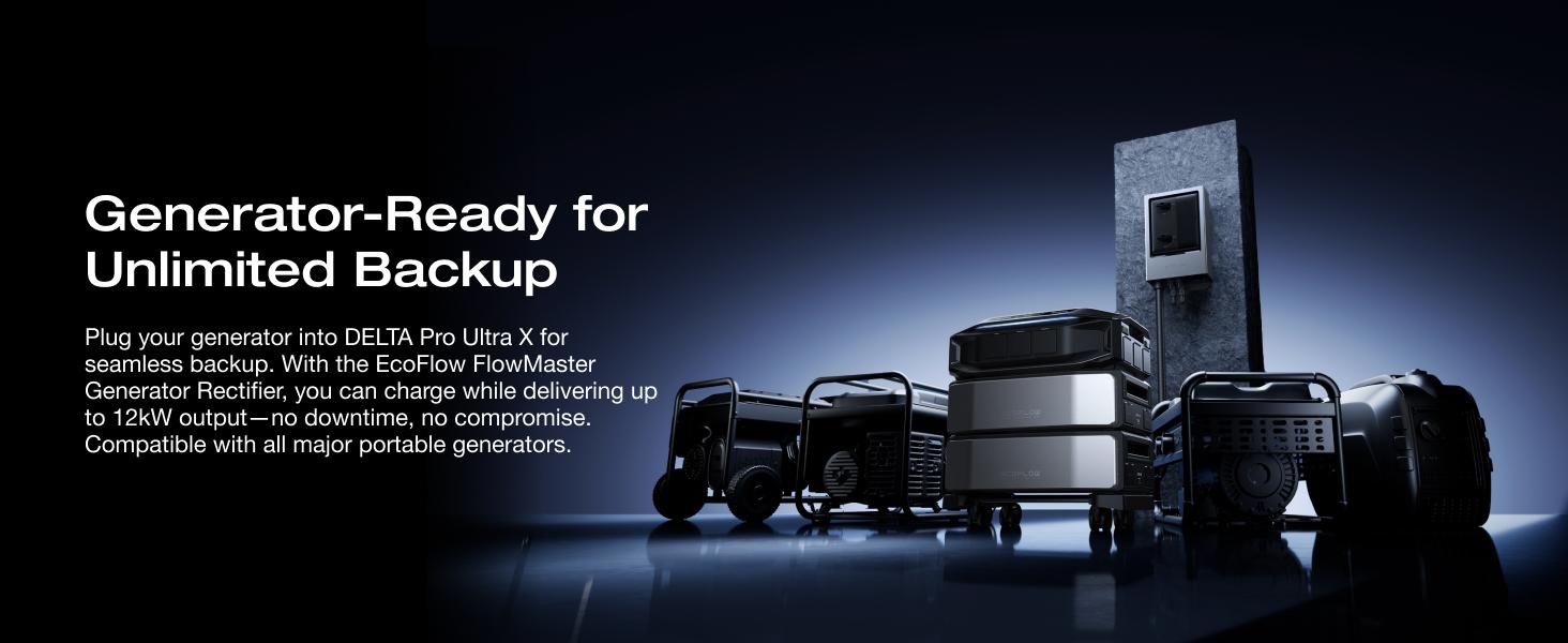 EcoFlow DELTA Pro Ultra X 12000Wh Whole-Home Power StationEF ECOFLOW 12288Wh Power Station: Delta Pro Ultra X (1x Inverter + 2 x Batteries), 12000W Solar Generator for Home Battery Backup, Expandable to 180kWh, Outdoor & Camping Battery Power Supply