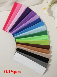 18pcs Women Multicolor Sporty Stretchy Sweat-Wicking Headband Yoga Running Hair Accessories Turban Headband, Sports Headband, School Stuff, College, Headbands Fall Winter Hair Band Bows For Vacation Outfits Woman Elegant Scarf Women Bandanas Soft Headwrap