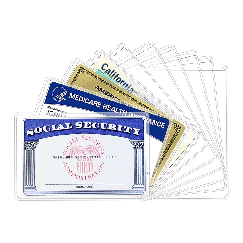 6-Pack 12 Mil Thick Polyvinyl Chloride (PVC) Transparent ID Card Protector Sleeves - Water-Resistant, Wear-Resistant, Protective Desk Organizer Accessory for Medicare, Social Security, Credit Cards