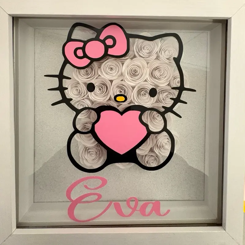 Custom  3D Shadow Box 8x10 Frame with Paper Flowers Personalized Wall Art Gift for Kids Room Decor