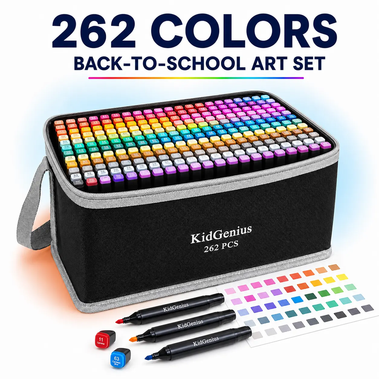KidGenius Fine Smooth Art Marker Set - 262/168/120-Color Alcohol Markers with Carrying Case, Colorful Art Supplies, Halloween Perfect Gift for Artists & Adult Beginners