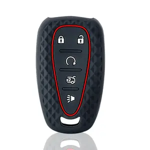 Silicone Car Remote Key Case Holder Key Cover For Chevrolet Camaro Malibu Cruze Equinox Volt 5 Buttons Auto Accessorise Keychain