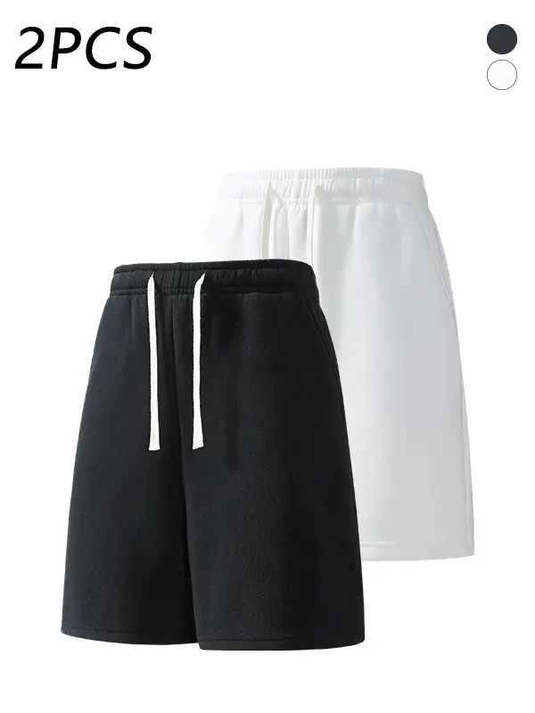 2-pack men’s summer casual athletic loose shorts, straight cut design, comfortable breathable fabric