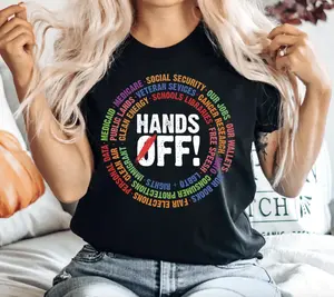 Hands Off Protest Shirt,Trendy Political Hands Off Protest Shirt, Hands Off Medicaid Medicare Social Security, Summer Streetwear Womenswear Top