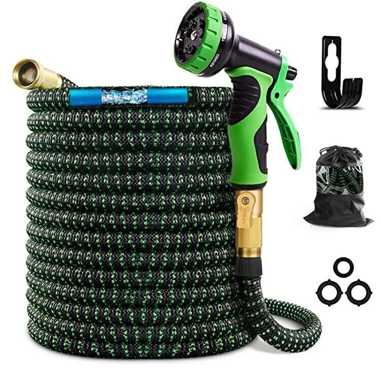 Garden Hose 50ft, Non-Expanding Flexible Hose with 10 Function Nozzle, Lightweight, Kink Free, Sturdy, Leak-Proof, Portable, Water Hose 50ft for Outdoor, Yard, Lawn, Car Wash and Camper Use