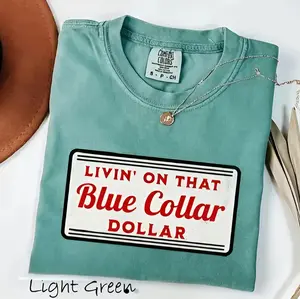 Comfort Colors Living on That Blue Collar Dolar T-Shirt, Western Cowboy T-Shirt, Western Cowboy Shirt, Country Rodeo Tee, Trendy Tshirt, for men and women