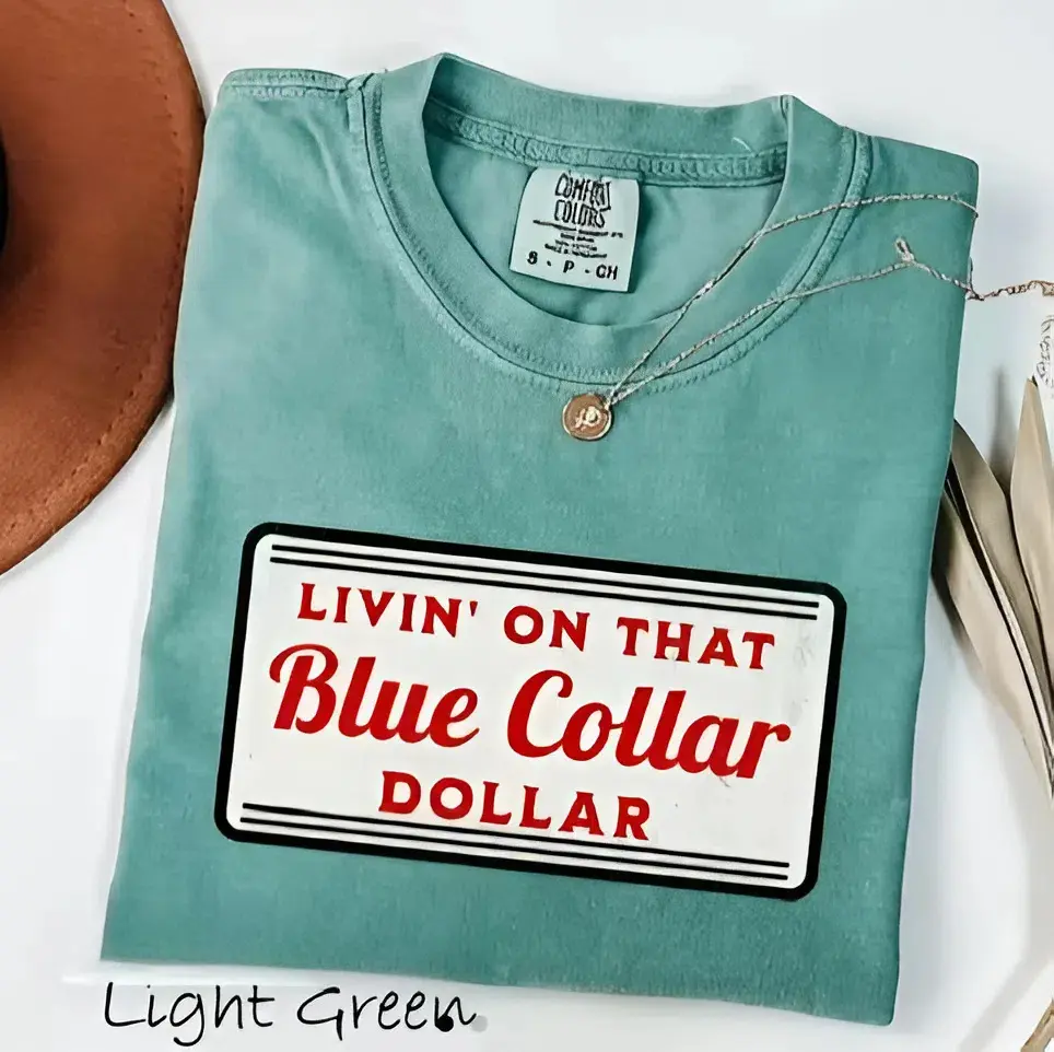 Comfort Colors Living on That Blue Collar Dolar T-Shirt, Western Cowboy T-Shirt, Western Cowboy Shirt, Country Rodeo Tee, Trendy Tshirt, for men and women