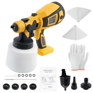 200W Electric HVLP Paint Sprayer Gun 18000RPM 5 Nozzles FOR Dewalt 20V Battery