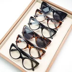 6 Pack Cat Eye Reading Sunglasses for Women Blue Light UV Blocking Spring Hinge Lightweight Fashion Tortoise Mix Color Eyeglasses