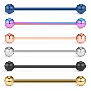 OIDEA 14G 316L Stainless Steel Body-Safe Piercing Jewelry, 6PCS Multi-Color 40mm Industrial Cartilage Barbell Earrings for Helix Piercings