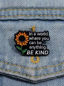 Letter & Sunflower Design Brooch, Fashion Alloy Badge for Daily Clothing Decor,  Enamel Pin Suitable for Backpacks, Jeans, Scarves, Hats Decoration, Hat Pins