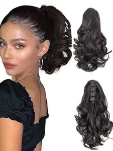 Ponytail Extensions,Claw Cilp Ponytails Extension for Women Curly 10" Synthetic Pony Tail Hair Extentions Wavy Halloween Fluffy Hairpiece for Daily Use, Synthetic Clip Hairpiece, Synthetic Hairpieces