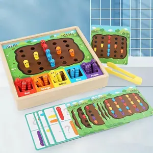 Wooden Bug Sorting Matching Game Set, Fine Motor Skills Toy for Kids, Parent-Child Interactive Tabletop Game, Color Sorting Educational Toy, Visual Learning Tools