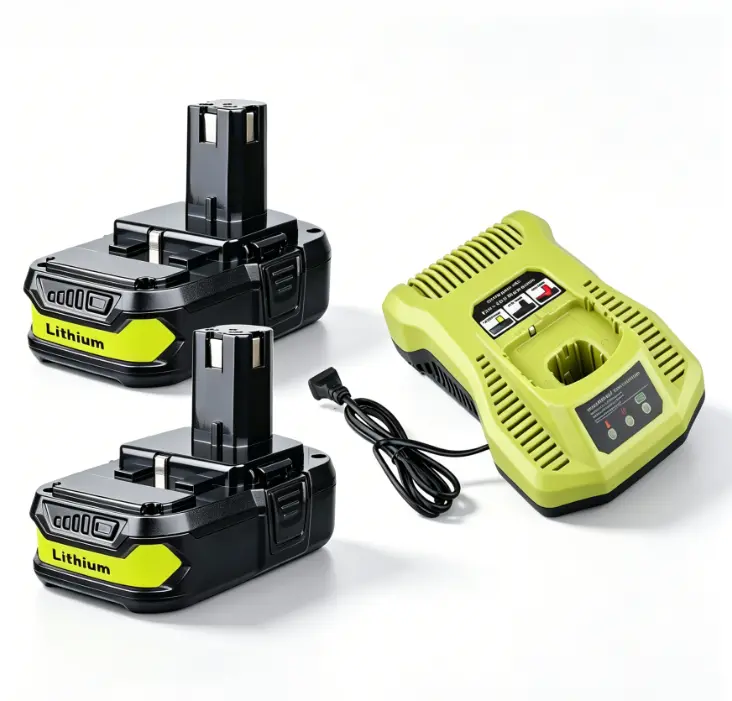 2-Pack 3.6Ah 18V Replacement Battery & Charger Combo - Compatible with Ryobi 18V Tools, Fits P102, P103, P104, P105, P107, P109, P190, P191, P122 Lithium Batteries (Home Improvement Charge Accessory)