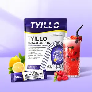 Tyillo Ashwagandha Super Calming Powder Drink Mix - Relaxation Stress Relief, Cognitive Function Improvement, Focus Enhancement, Stress Management, Immune Boosting, Raspberry Lemonade Flavor, Daily Stress Solution for Adults 85.4g