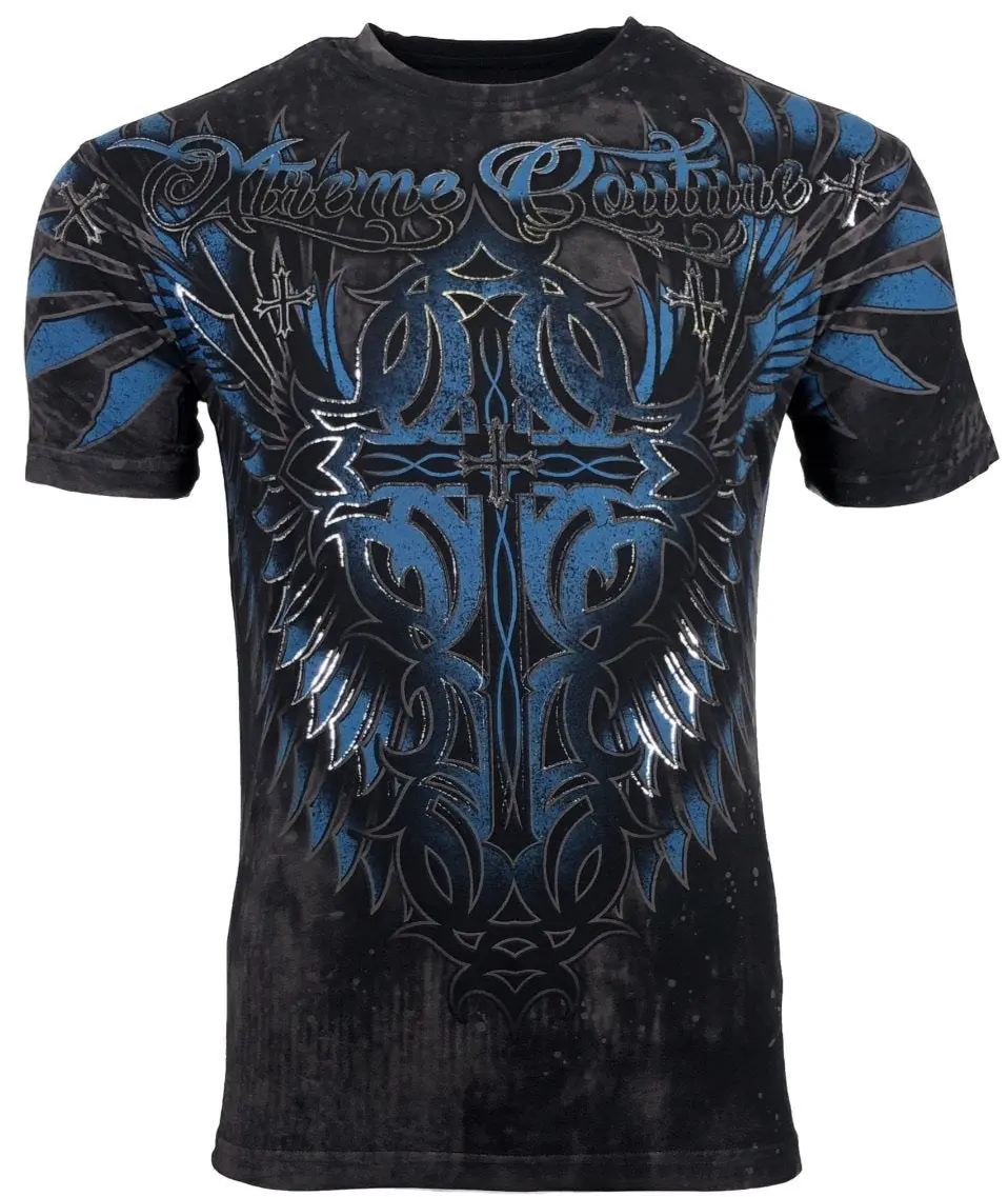 Xtreme Couture by Affliction Men's Ultimate Glory Graphic T-Shirt - Gothic Biker 100% Cotton Fitted Crew Neck Short-Sleeve Streetwear, Made in USA