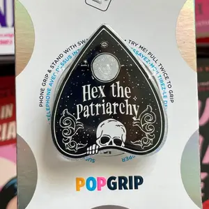 Hex The Patriarchy Planchette Handmade Sparkly Acrylic and Resin Grip, Horror Themed Phone Grip, Goth Phone Grip, Feminist Kindle Grip