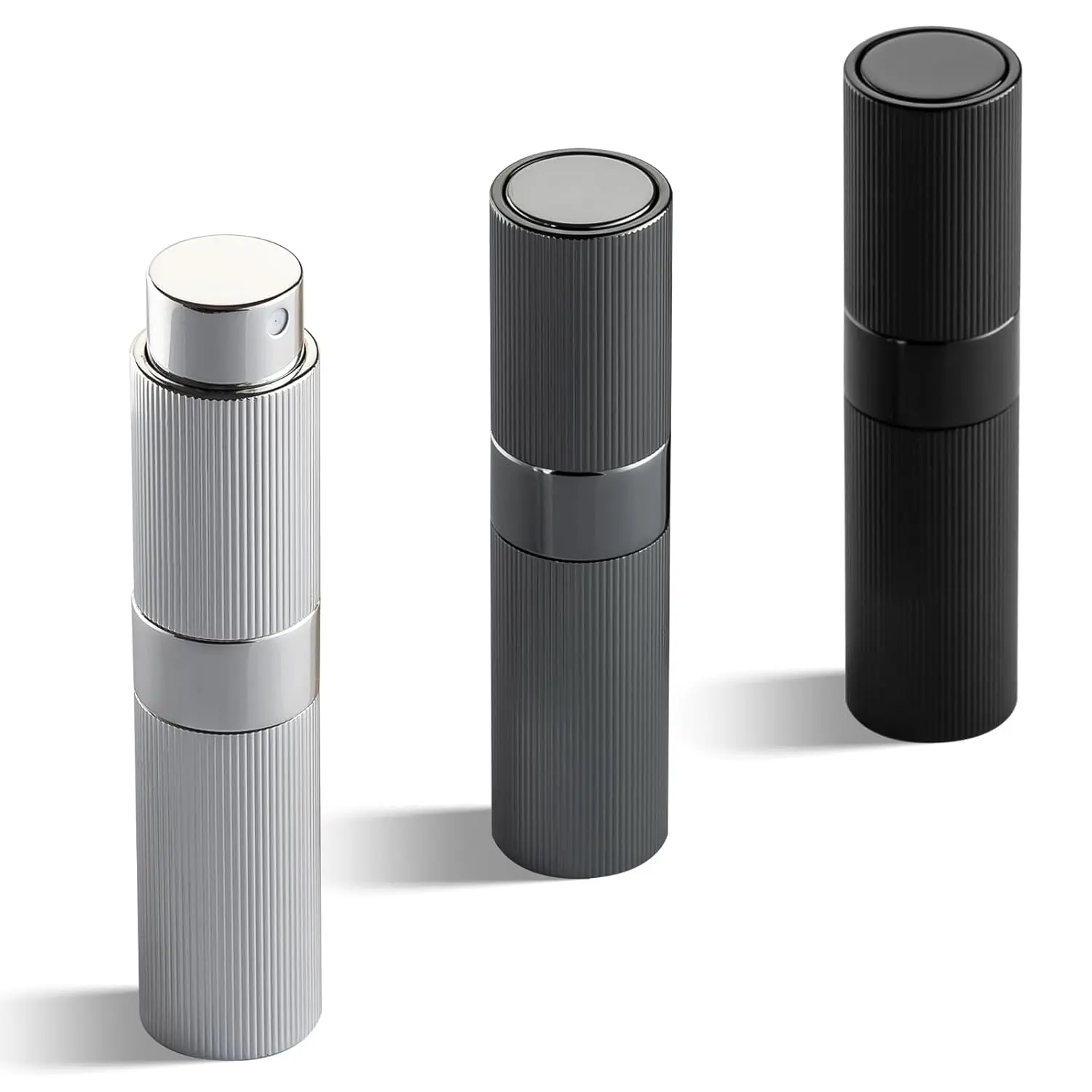 Perfume Travel Refillable Bottle - Atomizer Cologne Spray for Men Portable - Mini Sprayer Empty for Refill - Small Size 8ML Striped (Grey, Black, )