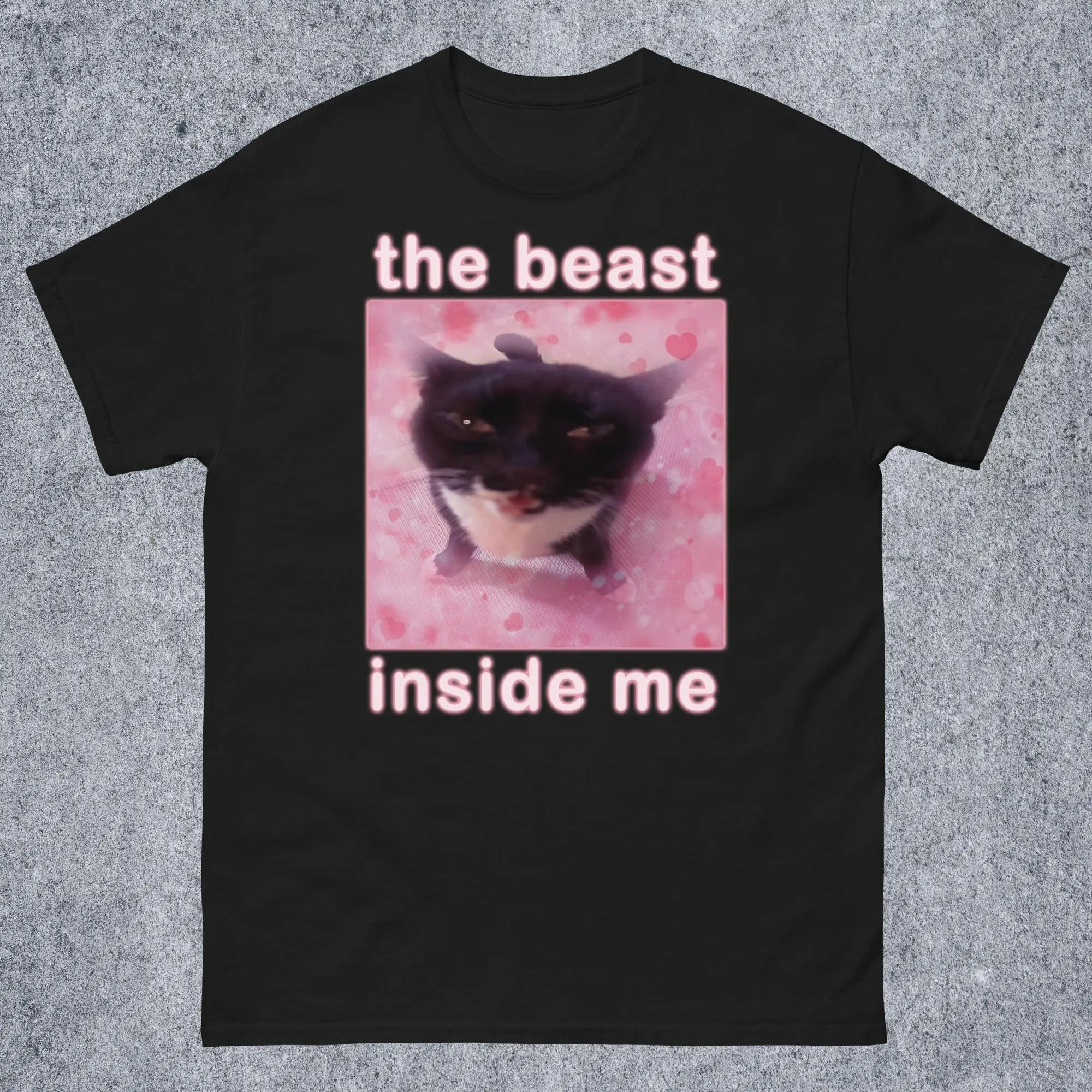 The Beast Inside Me" Funny Cat T-Shirt - Meme Graphic Tee,  Hilarious Cat Lovers Gift, Cool and Edgy Design Crew Neck Menswear Stylish