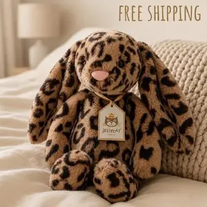 Jellycat Cobblehop Bunny Ruby Leopard Plush with Dust Bag, Rare Spotted Bunny Stuffed Animal, Collector Gift, NWT US Stock