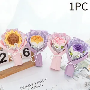 Mini Handmade Crochet Rose Bouquet in Purple for Mother's Day Graduation Wedding Gift Perfect for Her Loved Ones Girls Moms Daughters Teachers Timeless Romantic Keepsake Home Decor