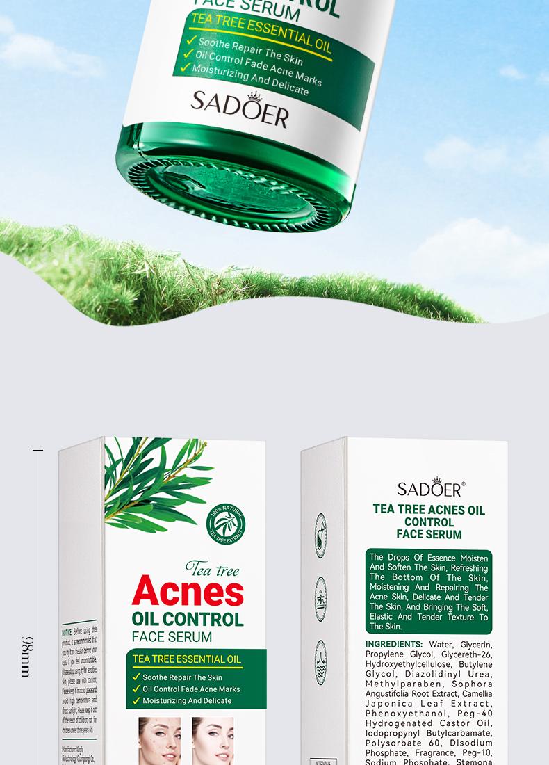 Tea tree acne oil control essence, lightens acne marks, natural cleansing and acne removal, removes blackheads, repairs skin essence