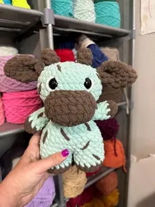Mint Chocolate Chip Cow Plush - Handmade Pastel Cow Stuffed Animal - Cute Desert Inspired Gift