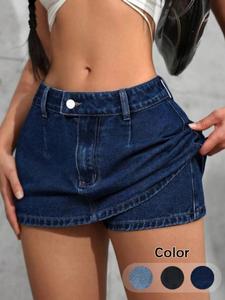 Y2K Retro Hot Girl Denim Short Skirt, Slimming High Waist A-Line Dress, Long Leg Showoff Versatile Jean Skirt, Sexy Style Womenswear
