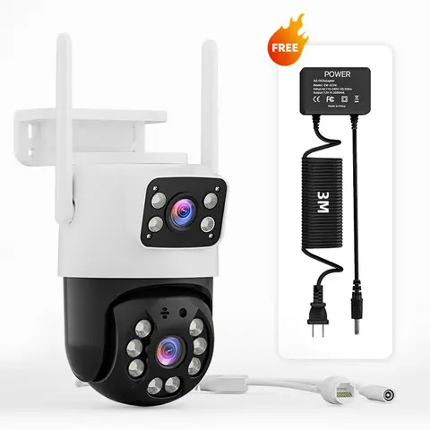 ICSEE 2-Lens 2.4GHz Wi-Fi Wireless IP Security Camera, AI Human Track, Color Night Vision, Pan-Tilt-Zoom, 2-Way Audio, Motion Detection, Micro SD Support, Portable for Home Safety Monitoring bodycam camera security cameras for home