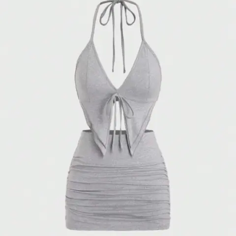Women's Solid Fitted Lightweight Tie Front Halter Neck Top & Ruched Skirt Two-piece Set, Casual Trend Fashion Chic Minimalist Cozy Two Piece Outfits for Daily Outdoor Wear, Vacation Sets, Ladies Clothes Womenswear for Summer