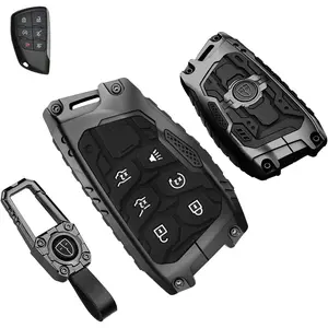 for GMC Heavy Key fob Cover for Chevy 2022 2023 2024 2025 Silverado 1500 GMC Sierra 1500, Metal Key Case for Chevrolet Tahoe 2024 2025 Silverado Sierra 2500HD 3500HD Key Protector 5 Buttons