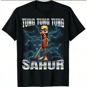 Funny Alien Meme T-Shirt "TUNG TUNG TUNG SAHUR" Graphic Tee Viral Humor Streetwear Unisex Loose Fit