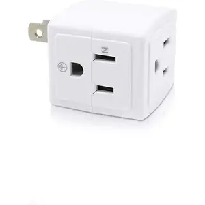 Adapter Outlet Extender, 2-Prong to 3-Prong Mini Wall Plug, Multi Outlet Splitter with 3 Outlets