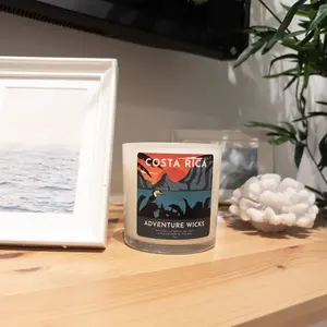 Costa Rica Candle - 15oz Scented Candle - Natural Coconut Soy Wax Blend - Rainwater, Rose, Lily of the Valley, Sandalwood, Ozone - 60-80 h Burn Time - Global Destination Candle - Hand-poured, USA made - Travel Candle Synthetic Decor Tropical Aroma