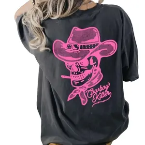 cowboy killer shirt, rodeo shirt, western graphic tee, comfort colors tshirt, country concert shirt, western t shirts,cool gift for friends, fun tee, street shirt, summer shirt Top Womenswear Streetwear Crewneck Round Neck Casual Baggy Loose