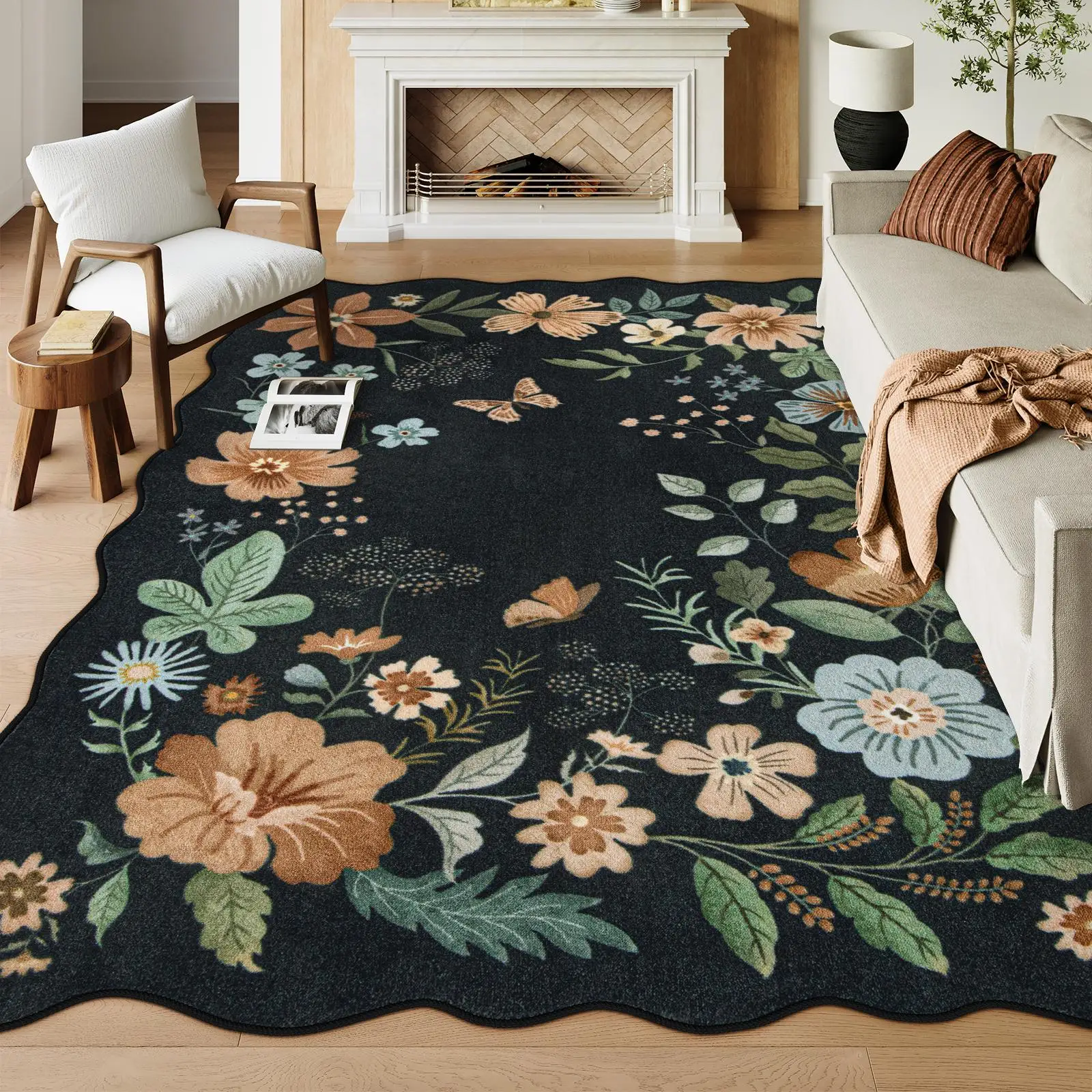 【FallFreshness】Lahome Washable Soft Area Rug Non-Slip for Dining Room, Living Room, Bedroom, Kitchen and Hallway