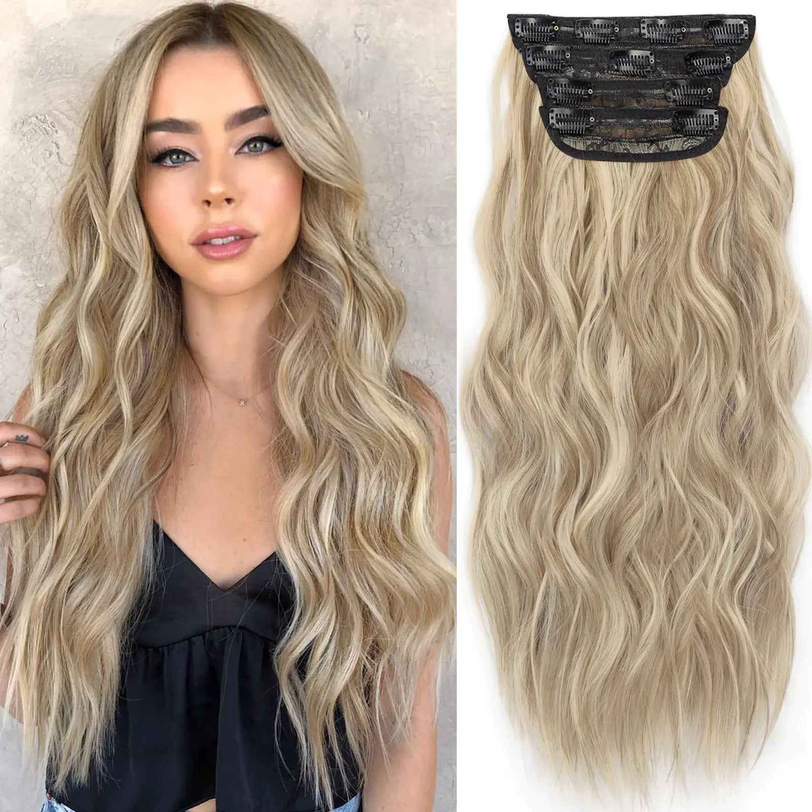 Ash Brown mix Platinum Blonde-24inch