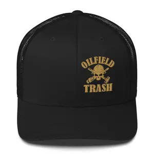 Oilfield Trash Trucker Hat - Structured Six-Panel Cap with Mesh Back hats
