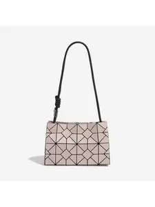 New Summer Autumn Geometric Rhombus Design Drawstring Large Capacity Shoulder Bag, Versatile Crossbody Handbag, Trendy Unisex Accessory