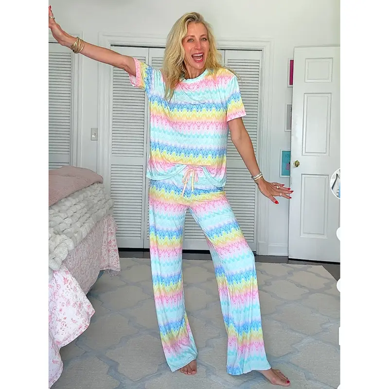 Chevron Wide Leg Pajama Set