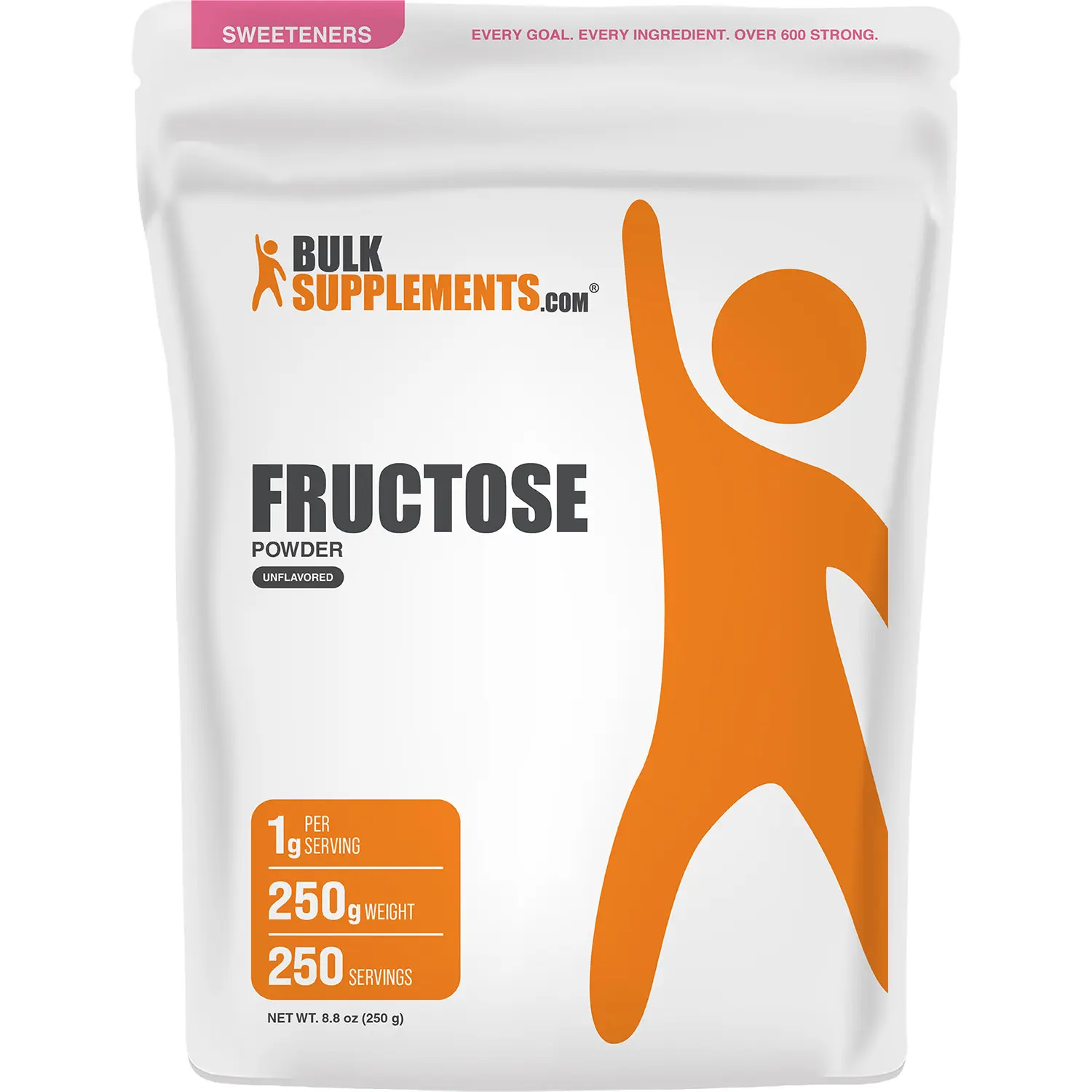 BulkSupplements Fruit Fructose Powder - Edible Natural Sweetener - Sugar Alternative - 250g Container - 1g per Serving