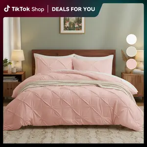 PEACE NEST 3-Piece Comforter Set (only 2 pcs for Twin Size)Elegant Pintuck Ultra Soft Breathable Machine Washable All Season Bedding  Twin Full Queen King Sizes Hotel Quality