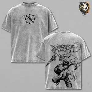 Megumi Summons Mahoraga Washed Tee – Jujutsu Kaisen Anime Shirt, Eight Handled Sword Divine General Graphic, Acid Washed Heavy Cotton, Double Printed Oversized Unisex Streetwear