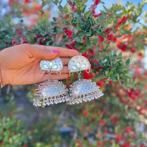 Silver oversized earrings