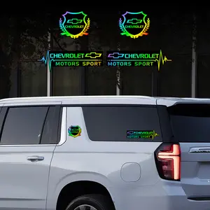 4pcs for Chevrolet(Multiple logos available) Color changing with light PC laser color gradient decals. Car stickers. Colorful and changing with light.