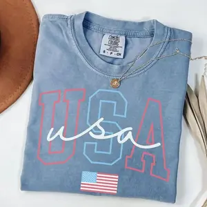 Comfort Colors USA T-Shirt, 4th Of July T-Shirt Women, Patriotic T-Shirt, Fourth Of July Tee, American Tee, July 4th Tee, America TShirt